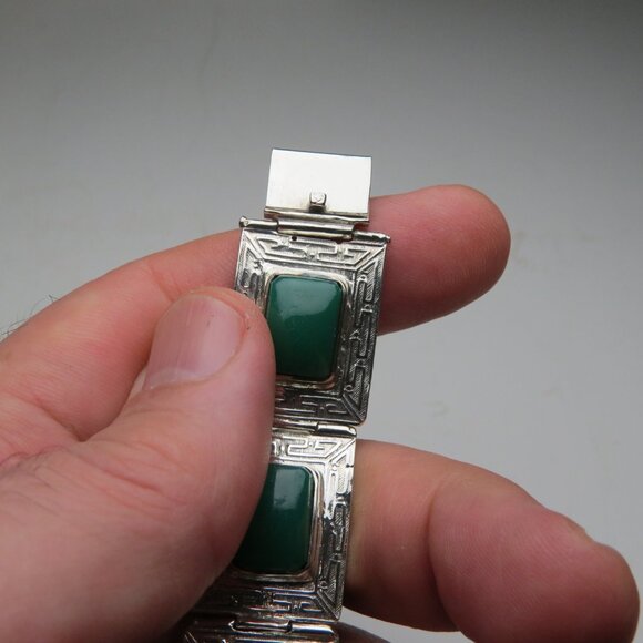 *925 Sterling Silver Malakite Bracelet - Picture 5 of 7